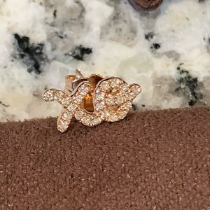 Sydney Evan Rose Gold & Pavé Diamond XO Script Stud
